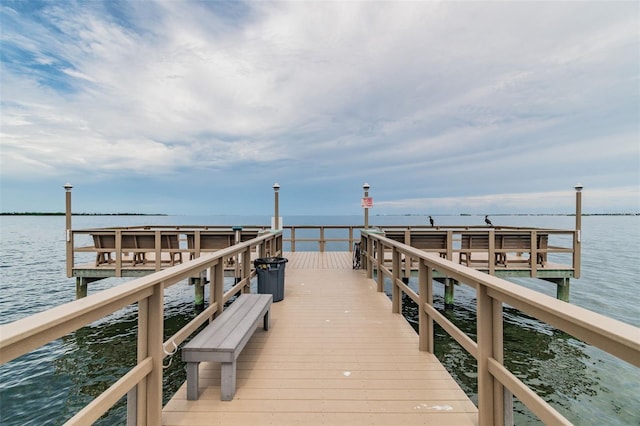 dock area featuring a water view