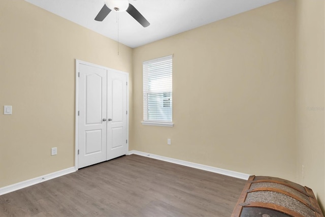5718 Broad River Run, Ellenton, FL 34222 - unfurnished room with ceiling fan and wood finished floors