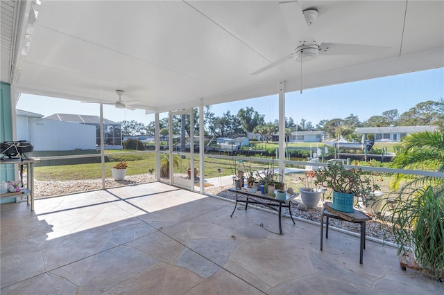 view of patio with ceiling fan