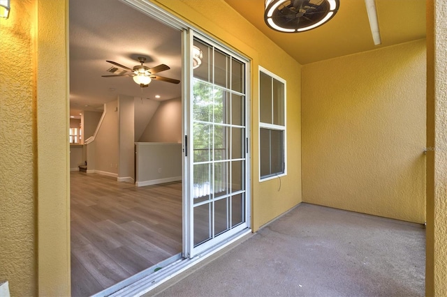 balcony with ceiling fan