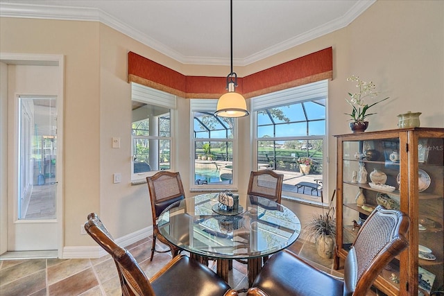 dining room featuring ornamental molding