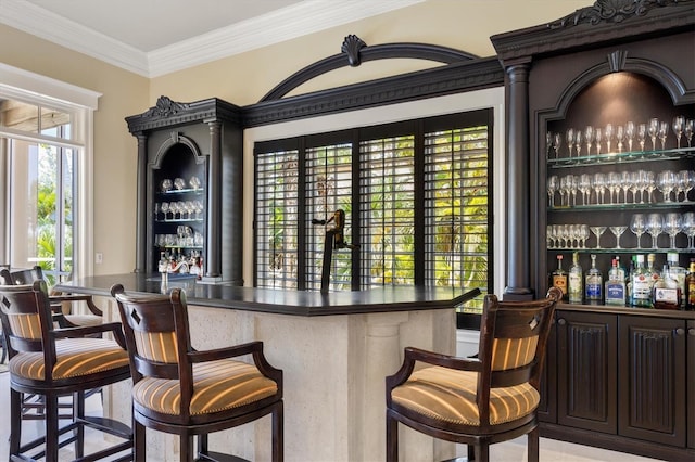 bar featuring ornamental molding