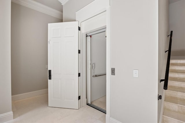 bathroom featuring tile patterned floors and ornamental molding