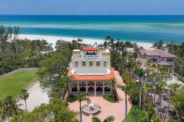 1067 Westway Dr, Sarasota, FL 34236 - view from above of property featuring waterfront with a beach