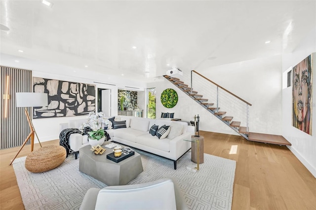 living room featuring light hardwood / wood-style flooring