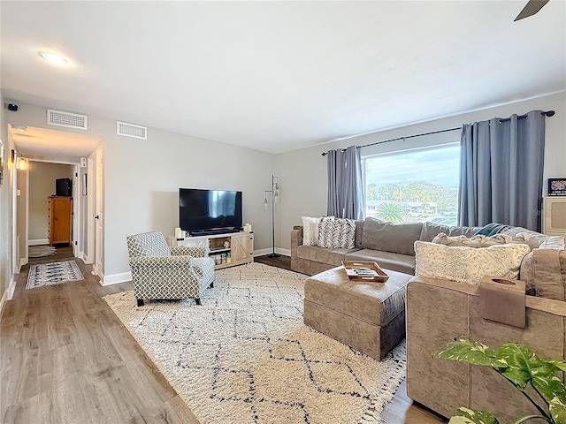 living room featuring light hardwood / wood-style floors