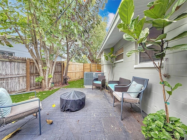 view of patio featuring central AC