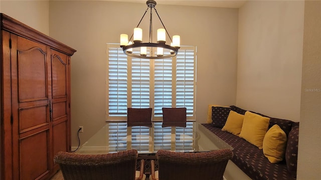 dining room featuring a notable chandelier