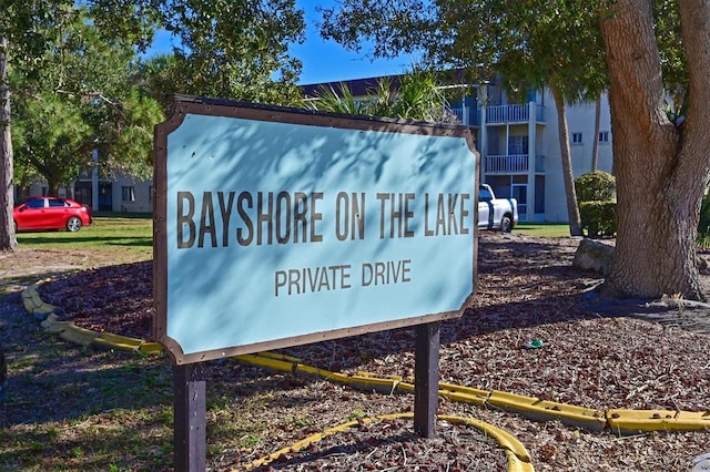 view of community sign