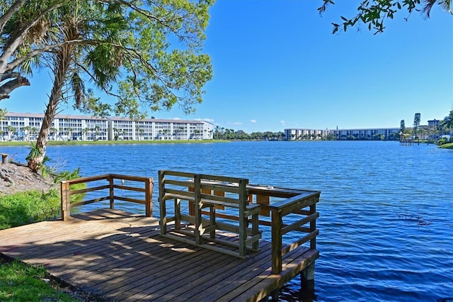 dock area featuring a water view