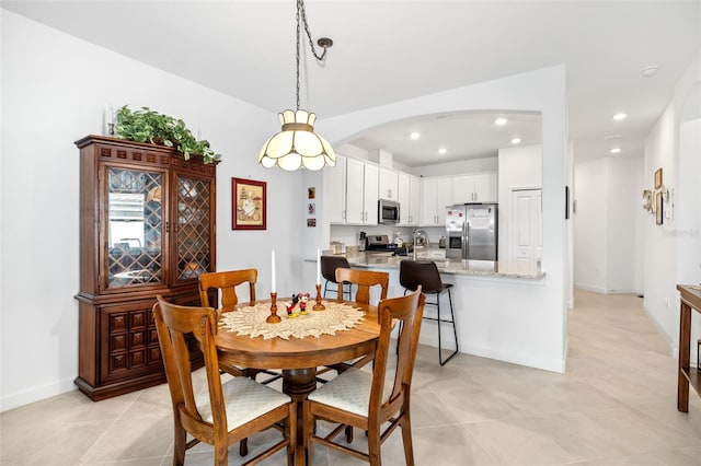 view of tiled dining space