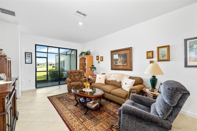 view of tiled living room