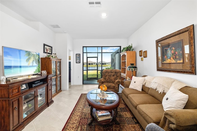 view of tiled living room