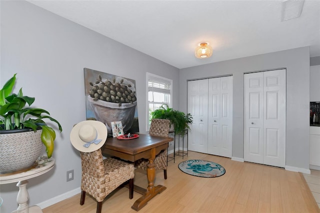 interior space with light hardwood / wood-style floors