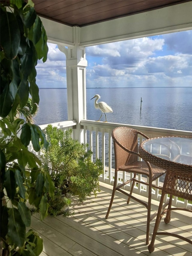 balcony with a water view