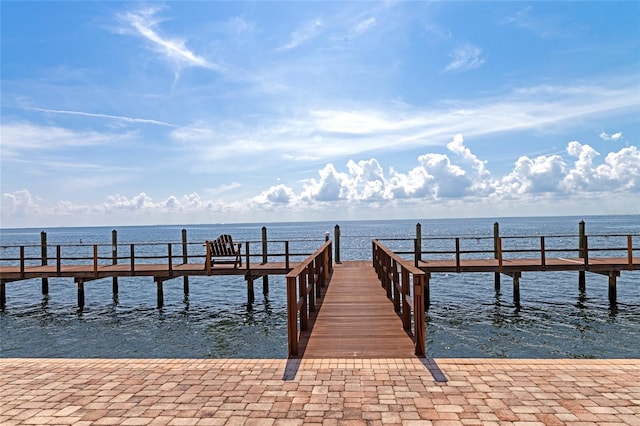 dock area with a water view