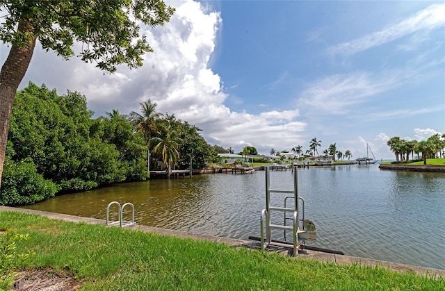 view of dock featuring a water view