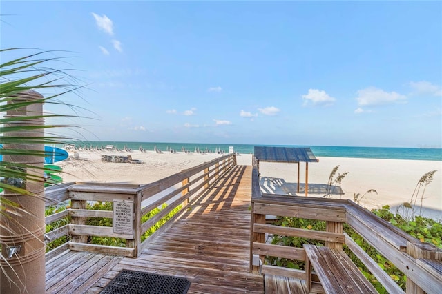 exterior space with a view of the beach