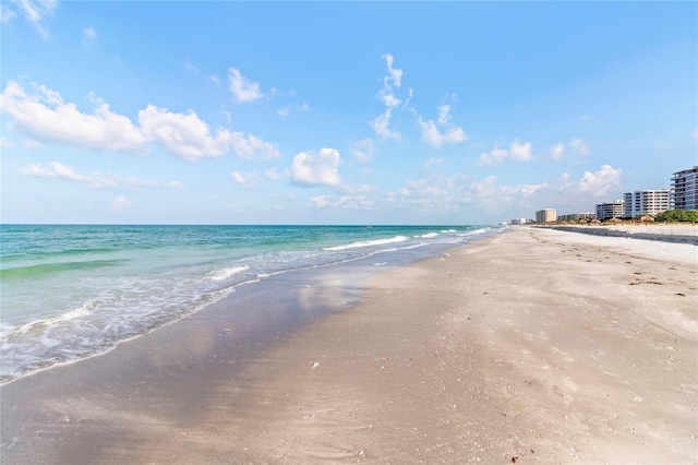 property view of water featuring a beach view