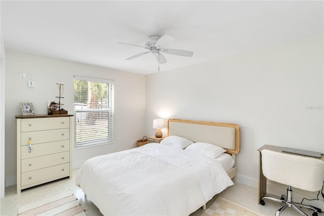 bedroom featuring ceiling fan