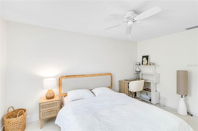 bedroom featuring ceiling fan