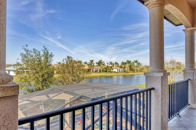 balcony with a water view