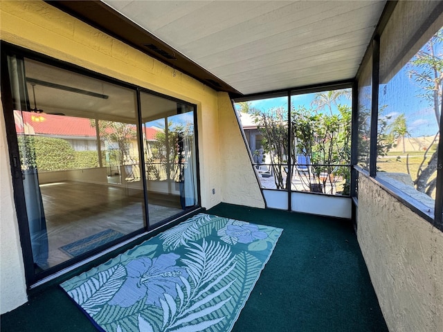 view of unfurnished sunroom