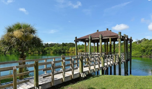 dock area featuring a water view