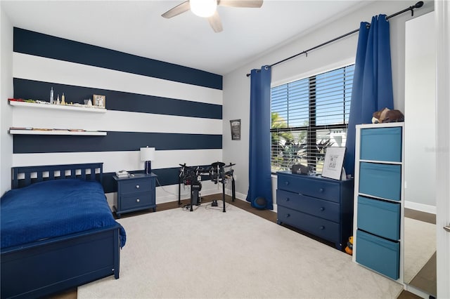 bedroom featuring ceiling fan