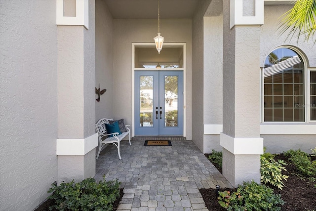 property entrance with french doors