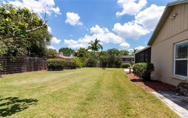 view of yard featuring a fenced backyard