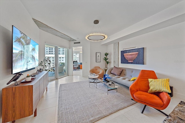 view of tiled living room