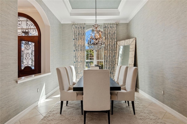 13315 Palmers Creek Ter, Lakewood Ranch, FL 34202 - tiled dining room featuring plenty of natural light and ornamental molding