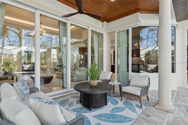 13315 Palmers Creek Ter, Lakewood Ranch, FL 34202 - view of patio / terrace with an outdoor living space and ceiling fan