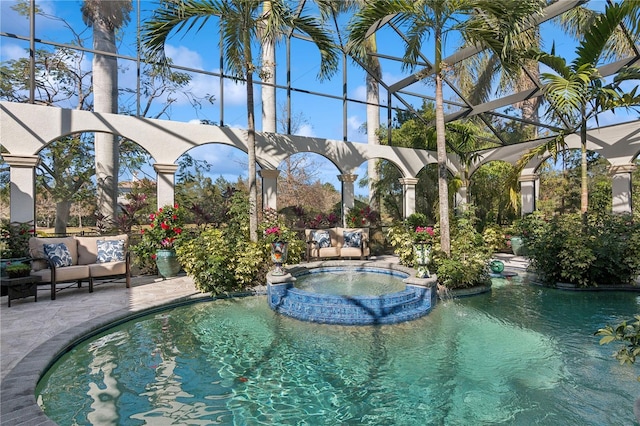 13315 Palmers Creek Ter, Lakewood Ranch, FL 34202 - view of pool with a patio area, outdoor lounge area, and an in ground hot tub