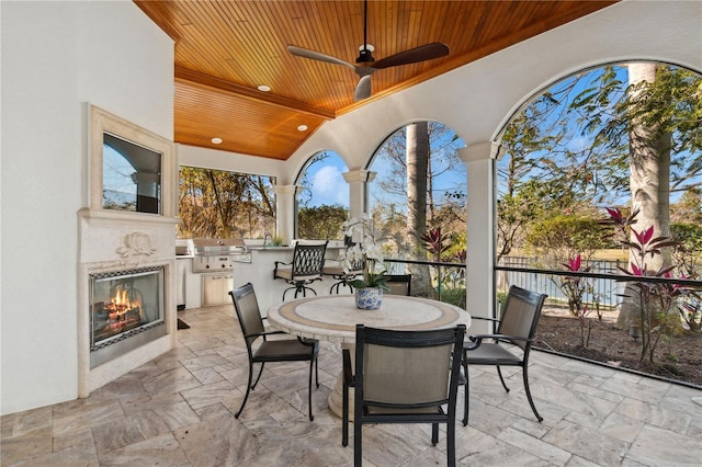 13315 Palmers Creek Ter, Lakewood Ranch, FL 34202 - view of patio / terrace with ceiling fan and area for grilling