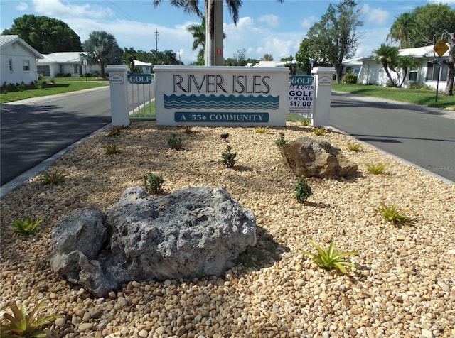 view of community sign