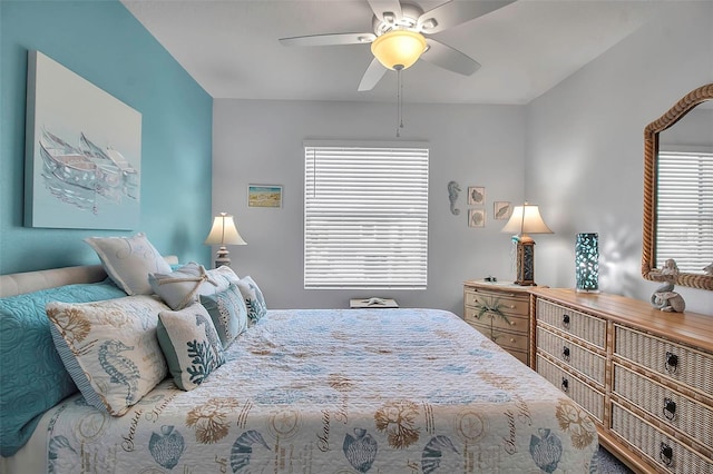 bedroom featuring ceiling fan