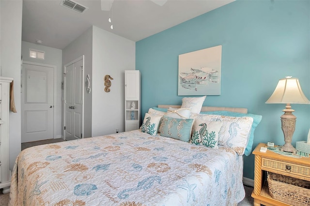 bedroom with a closet and ceiling fan