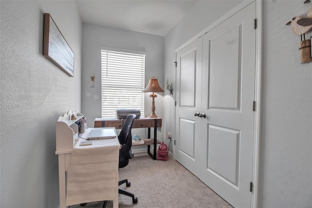 view of carpeted office space