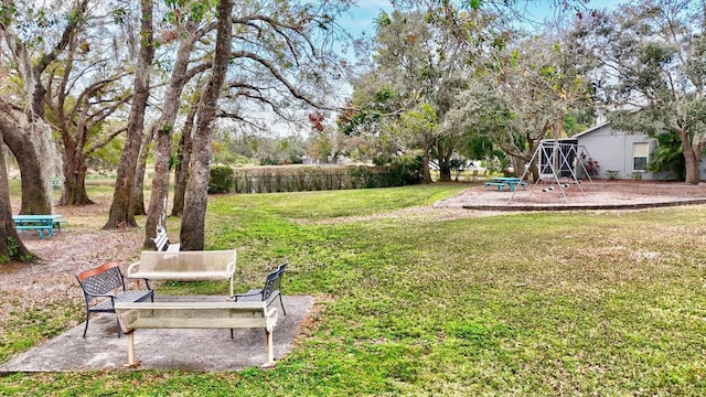 view of yard featuring a playground