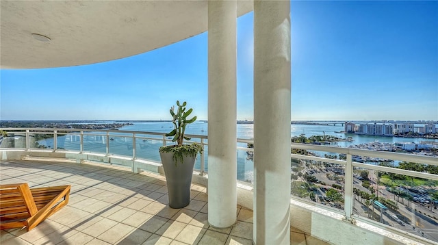 balcony with a water view