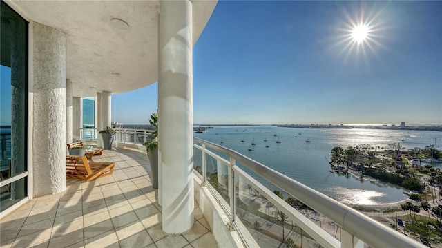 balcony with a water view