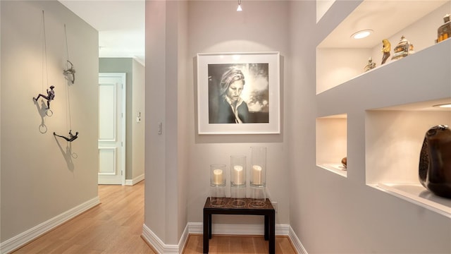 hall featuring light wood-type flooring