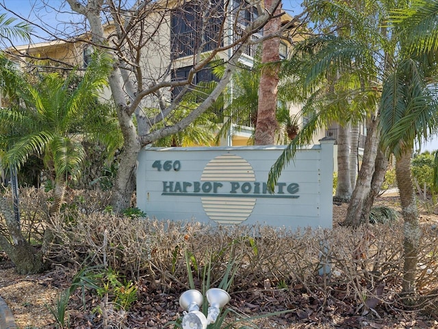 view of community sign