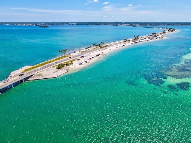 aerial view with a view of the beach and a water view