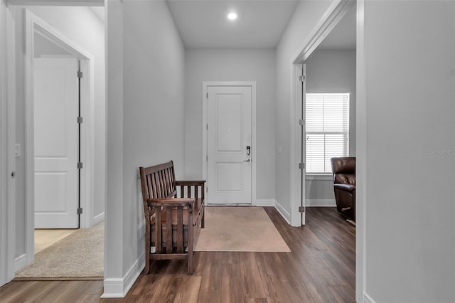 hall featuring dark hardwood / wood-style flooring