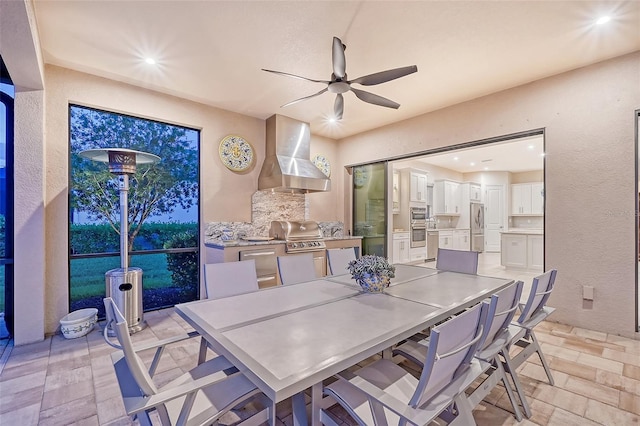 dining area featuring ceiling fan