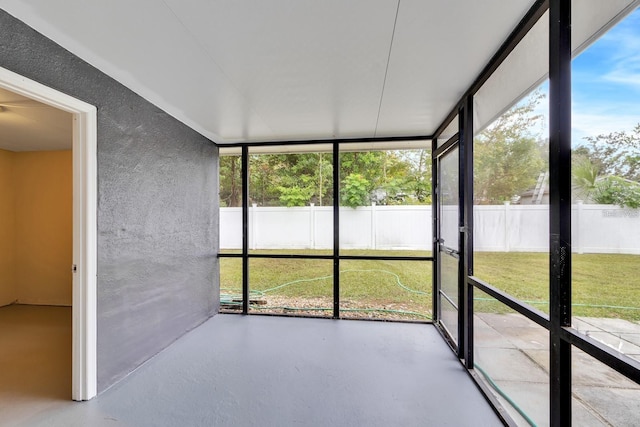 view of unfurnished sunroom