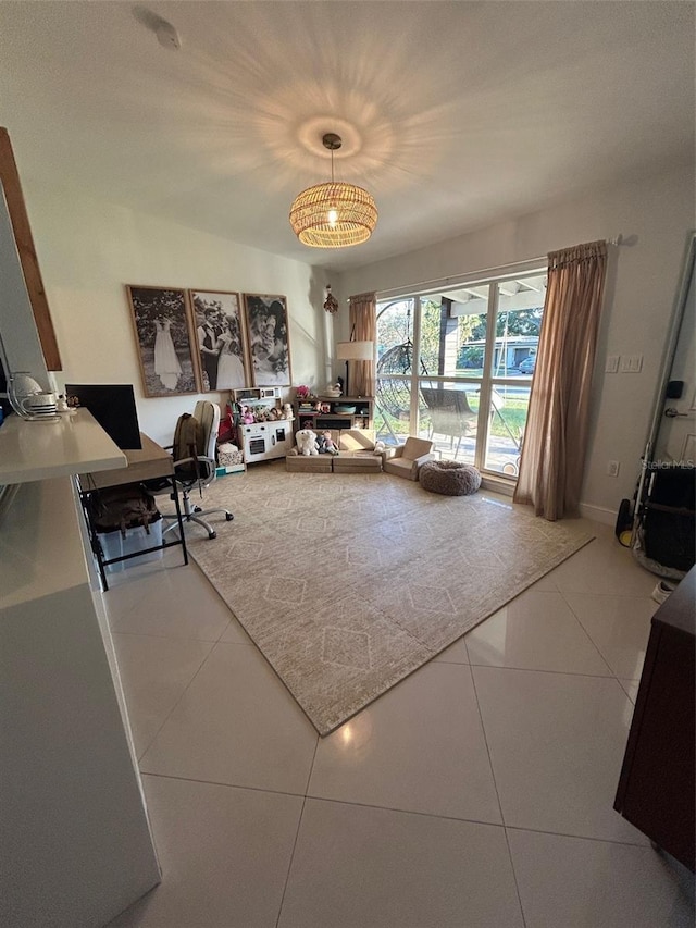 view of tiled living room